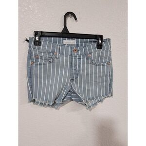 James Jeans Baggy Beau Slouchy Boyfriend Shorts Bengal Stripes Blue White 25 #10